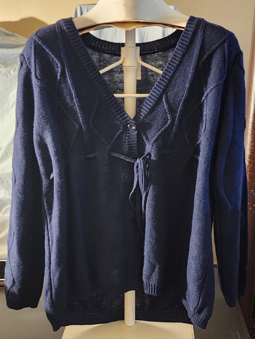 Blair Navy V-Neck Tie-Front Sweater